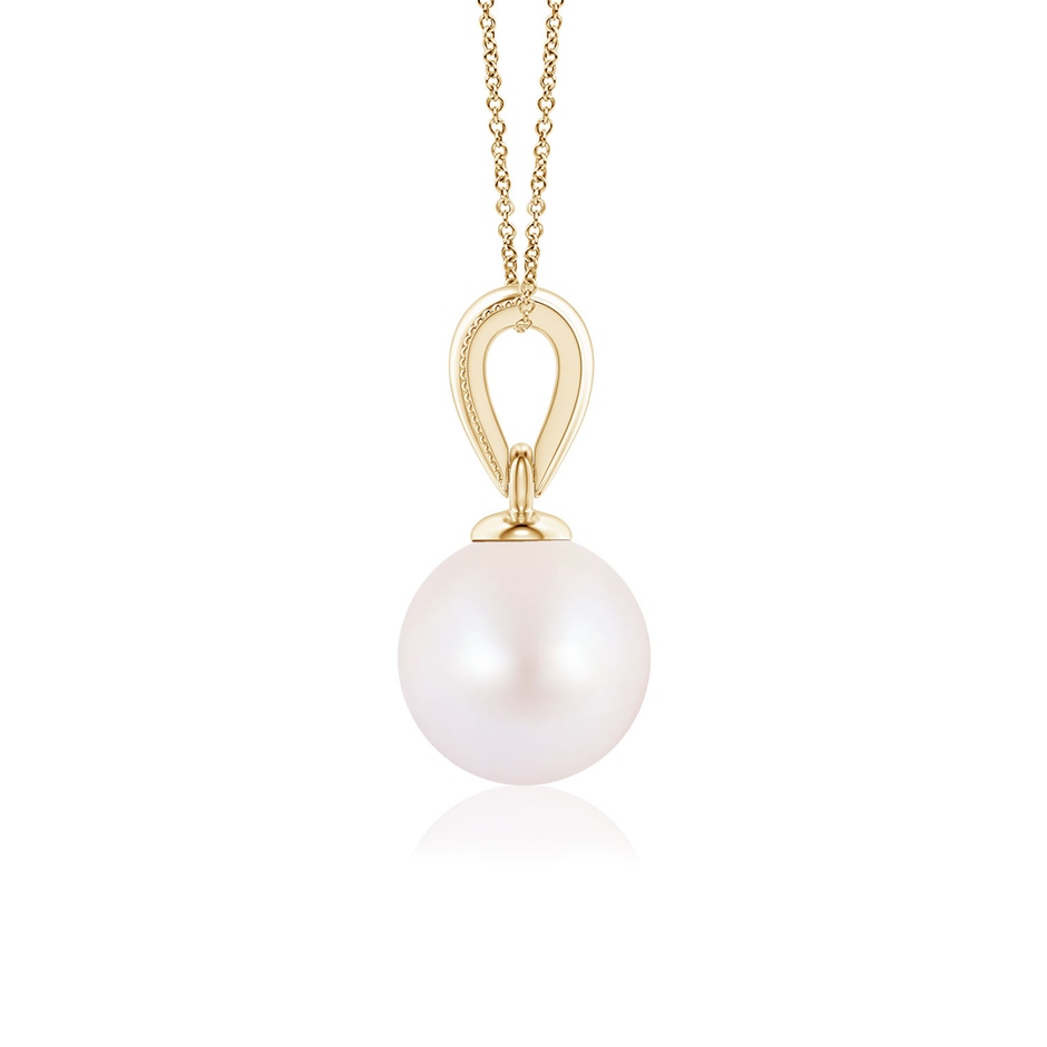 6mm AA Japanese Akoya Pearl Pendant with Ornate Bale in Yellow Gold side 199