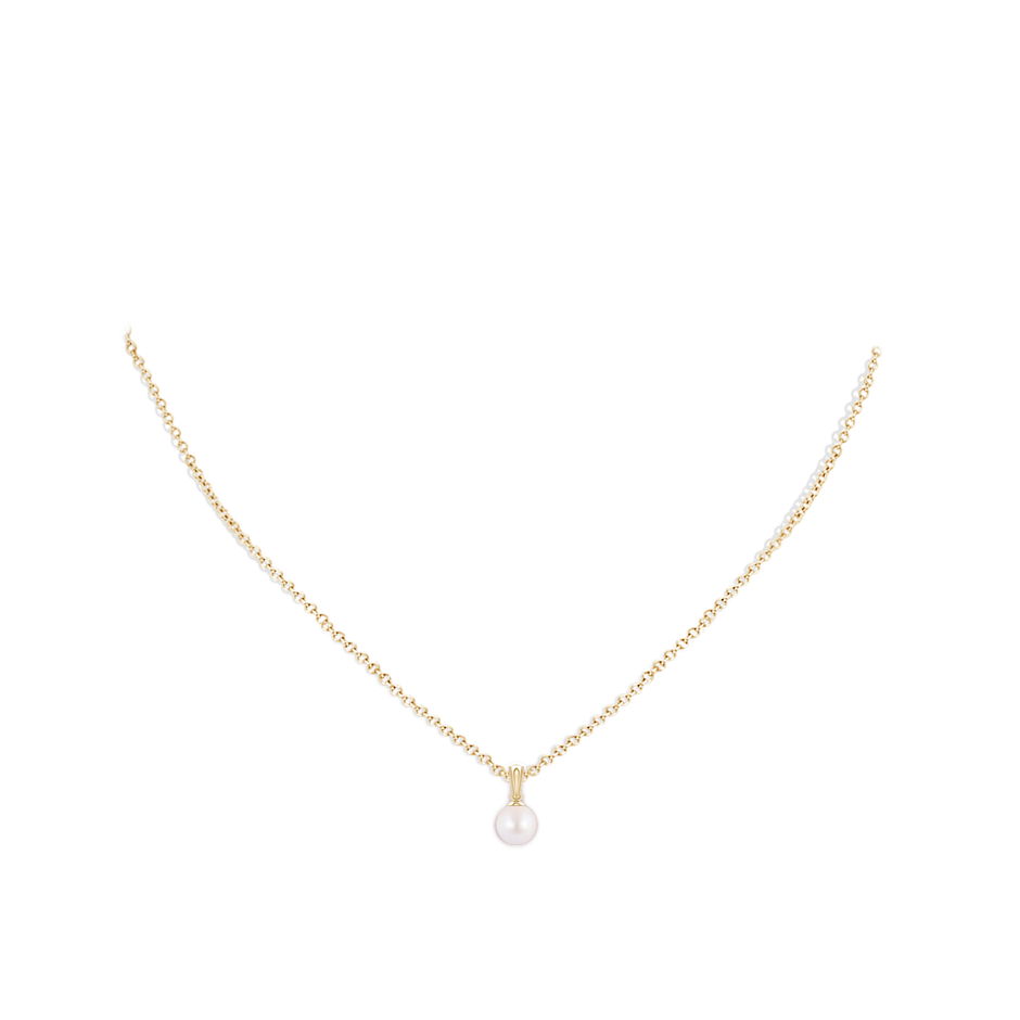 6mm AA Japanese Akoya Pearl Pendant with Ornate Bale in Yellow Gold pen