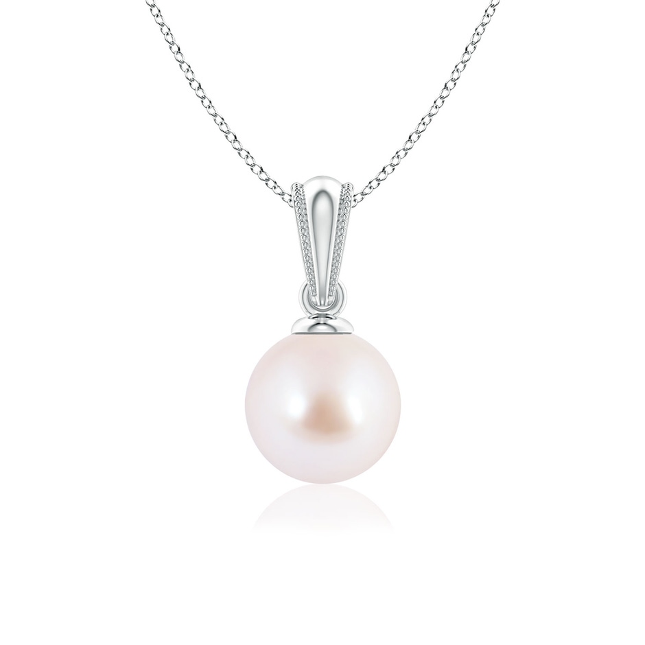 6mm AAA Japanese Akoya Pearl Pendant with Ornate Bale in 18K White Gold 