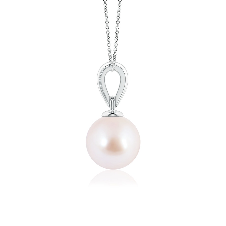 6mm AAA Japanese Akoya Pearl Pendant with Ornate Bale in 18K White Gold side 199