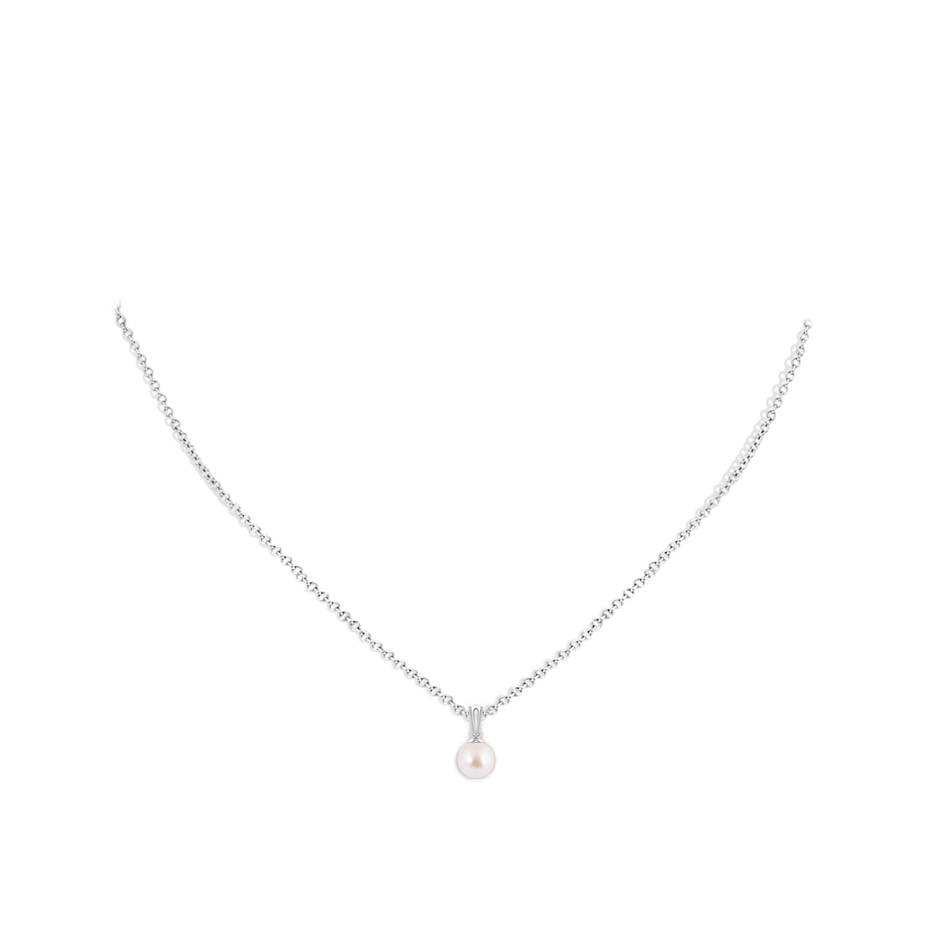 6mm AAA Japanese Akoya Pearl Pendant with Ornate Bale in 18K White Gold pen