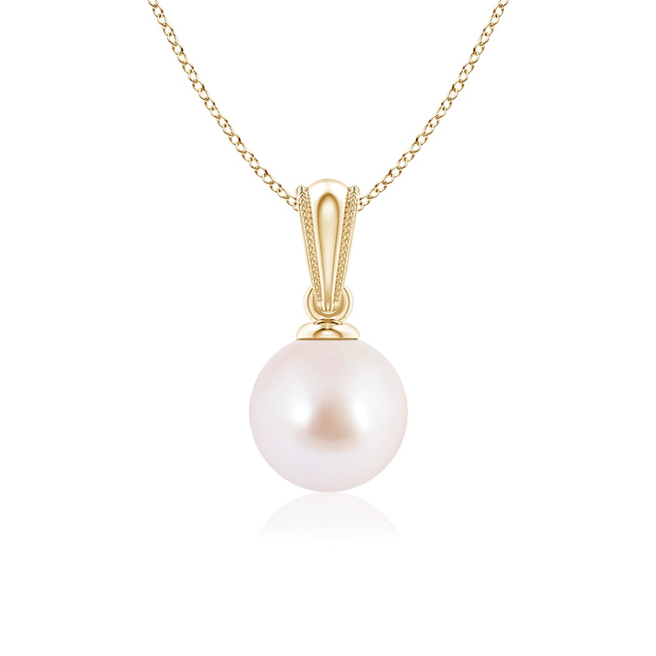 6mm AAA Japanese Akoya Pearl Pendant with Ornate Bale in 18K Yellow Gold 