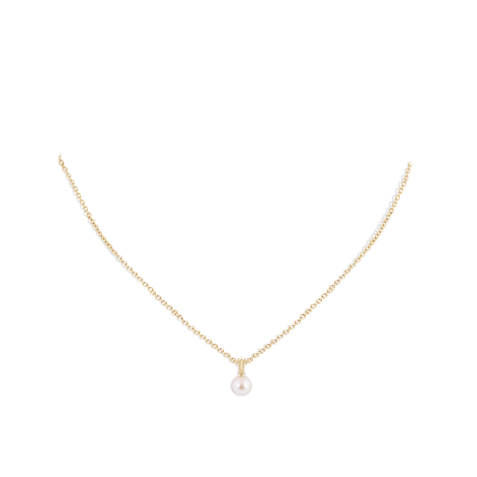 6mm AAA Japanese Akoya Pearl Pendant with Ornate Bale in 18K Yellow Gold pen
