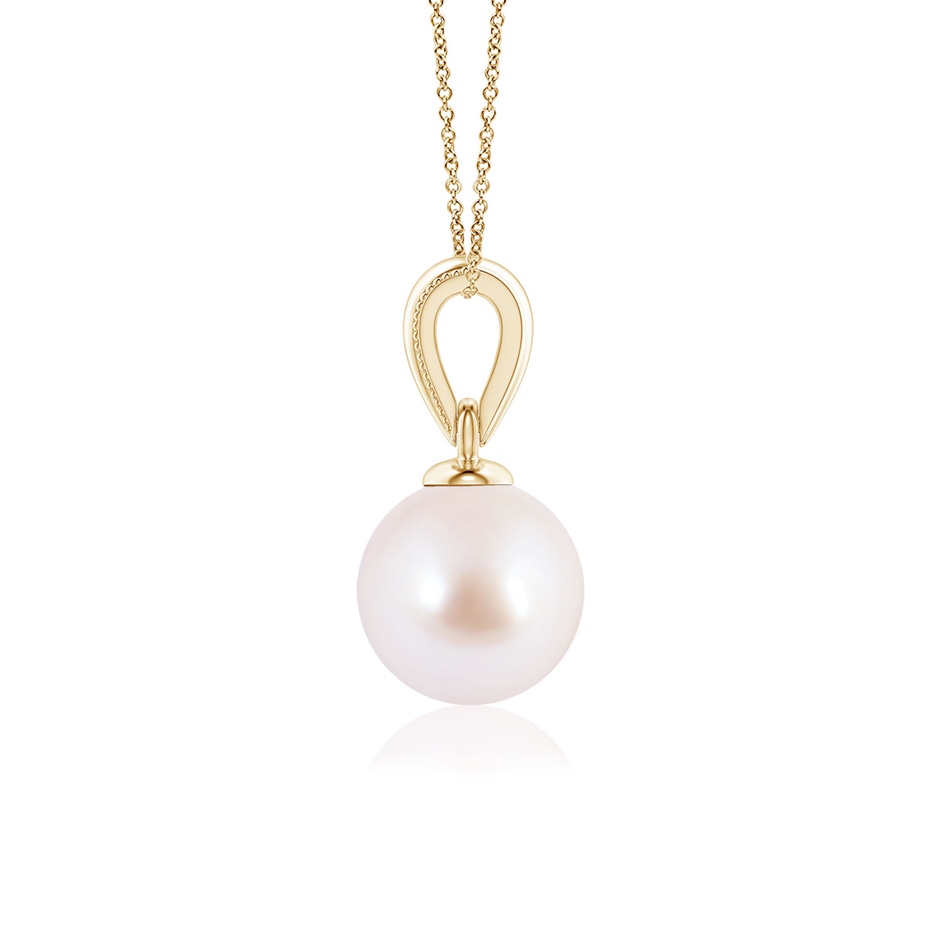 6mm AAA Japanese Akoya Pearl Pendant with Ornate Bale in Yellow Gold side 199