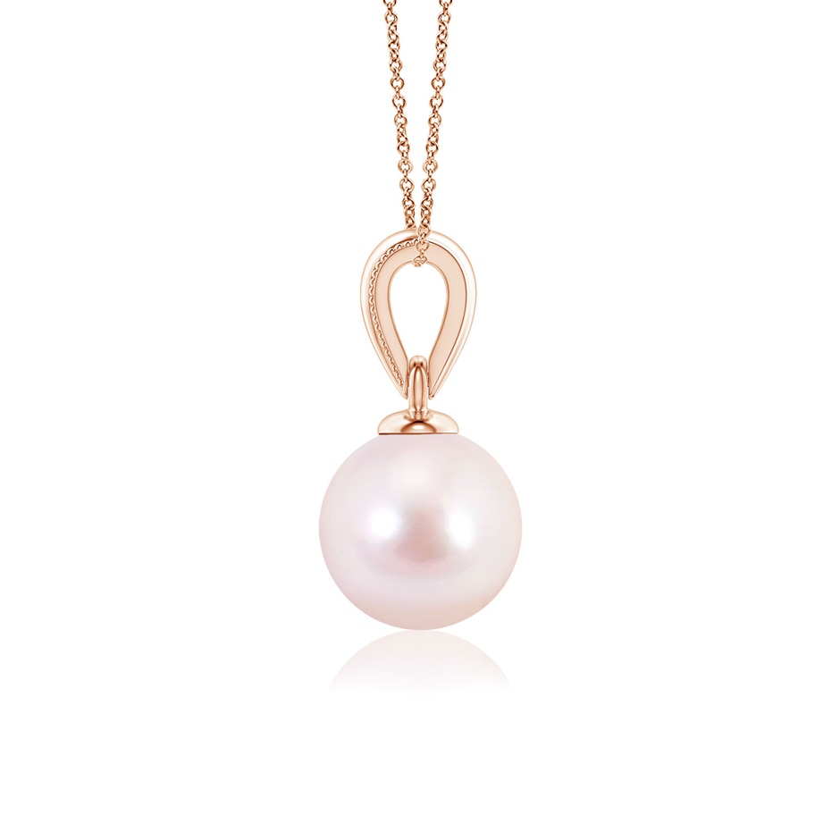 6mm AAAA Japanese Akoya Pearl Pendant with Ornate Bale in 18K Rose Gold side 199