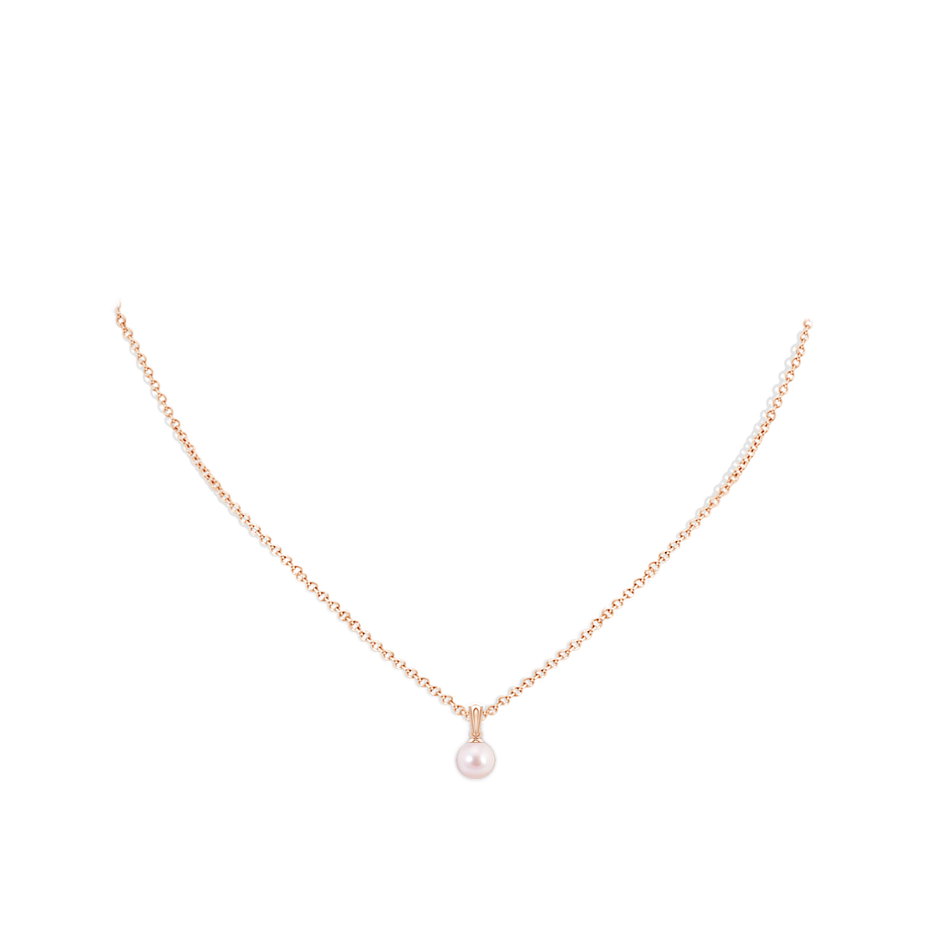 6mm AAAA Japanese Akoya Pearl Pendant with Ornate Bale in 18K Rose Gold pen