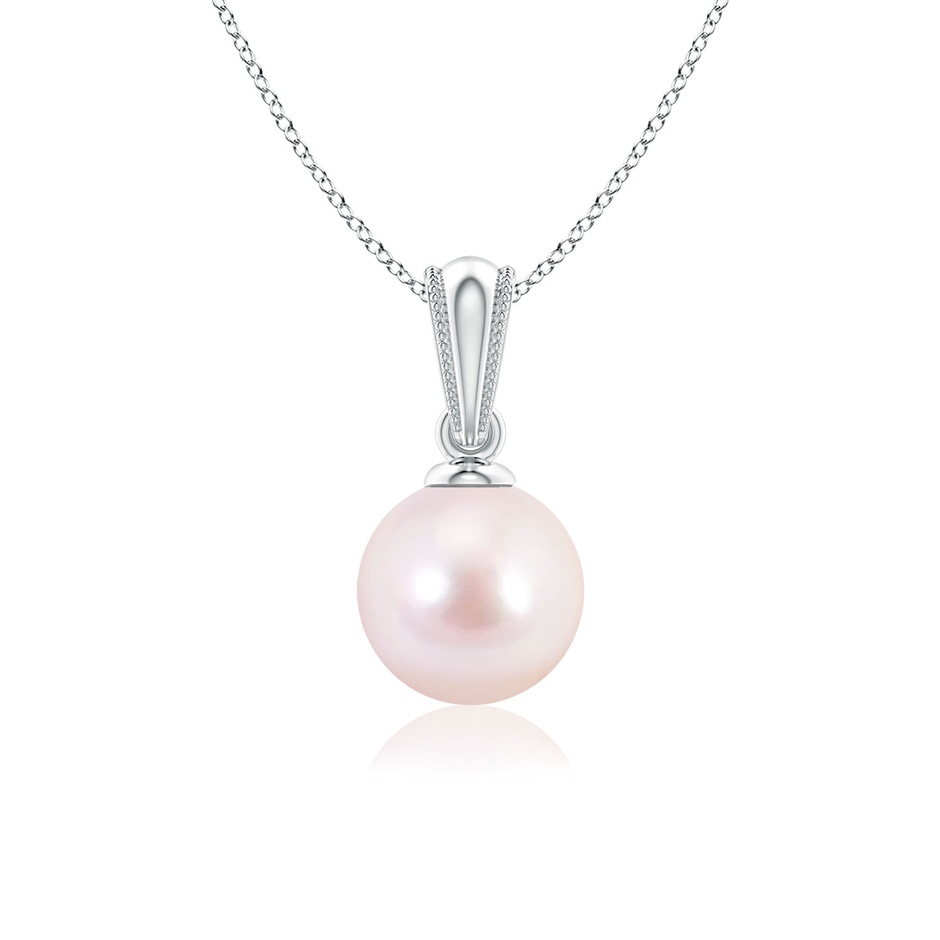 6mm AAAA Japanese Akoya Pearl Pendant with Ornate Bale in 18K White Gold 