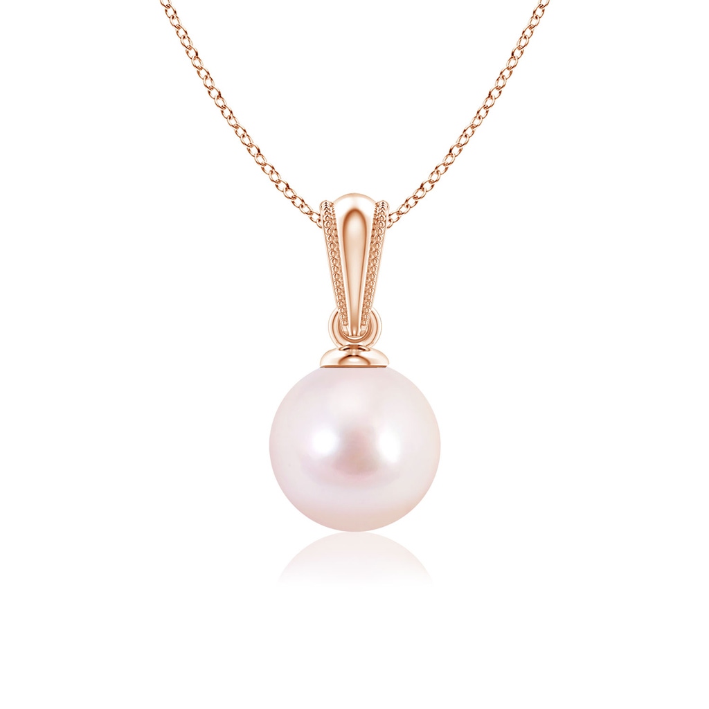 6mm AAAA Japanese Akoya Pearl Pendant with Ornate Bale in Rose Gold