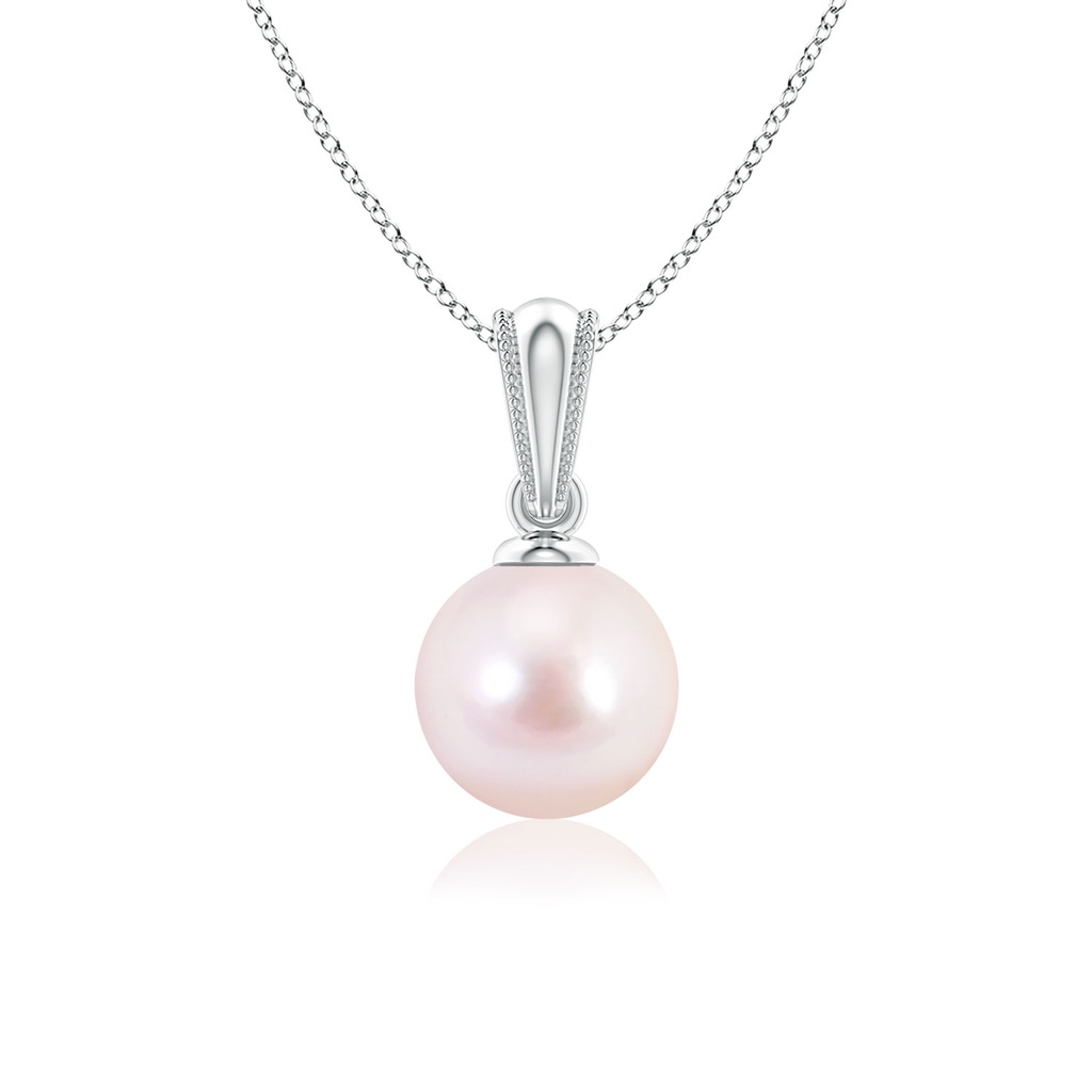 6mm AAAA Japanese Akoya Pearl Pendant with Ornate Bale in White Gold