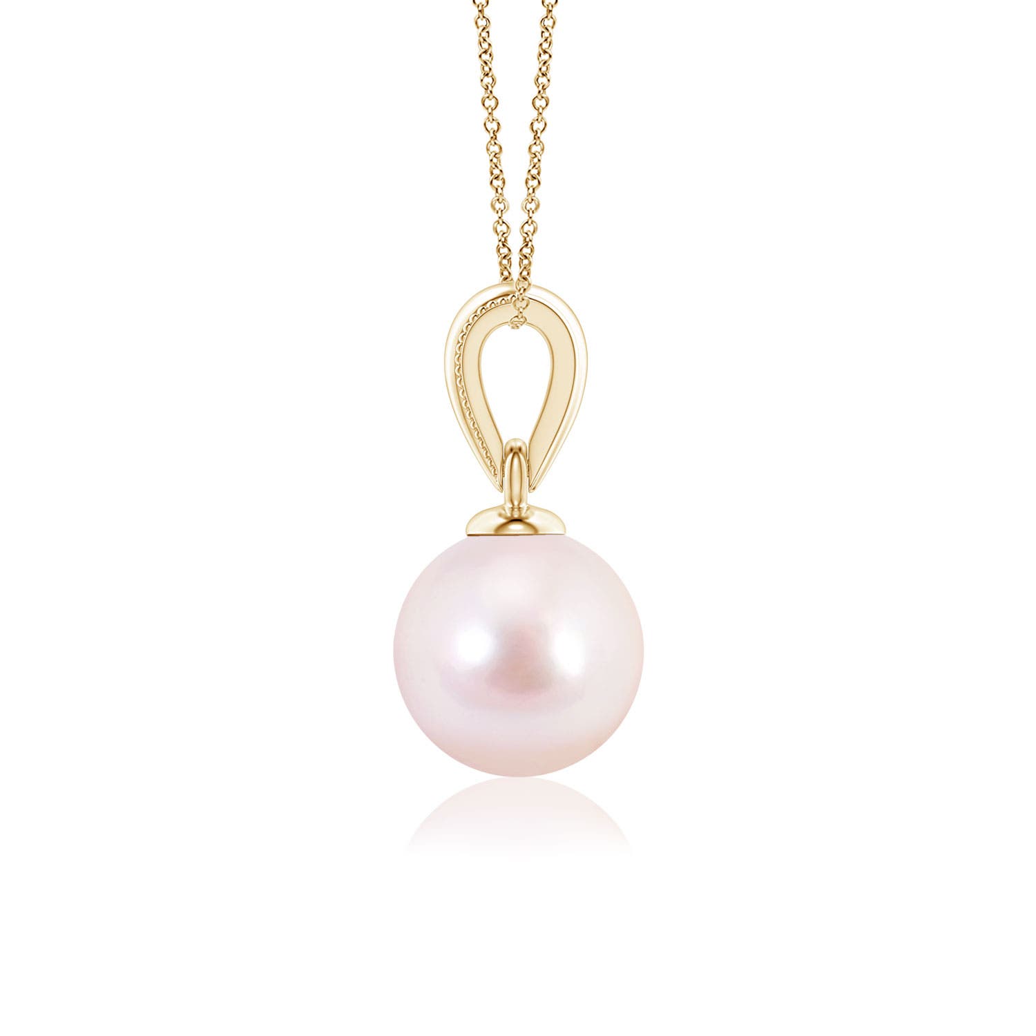 6mm AAAA Japanese Akoya Pearl Pendant with Ornate Bale in Yellow Gold