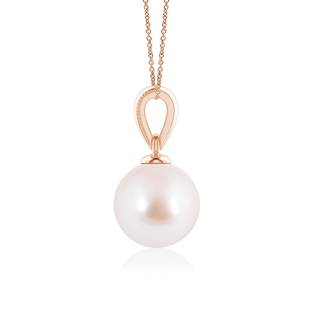 7mm AAA Japanese Akoya Pearl Pendant with Ornate Bale in Rose Gold - side 199