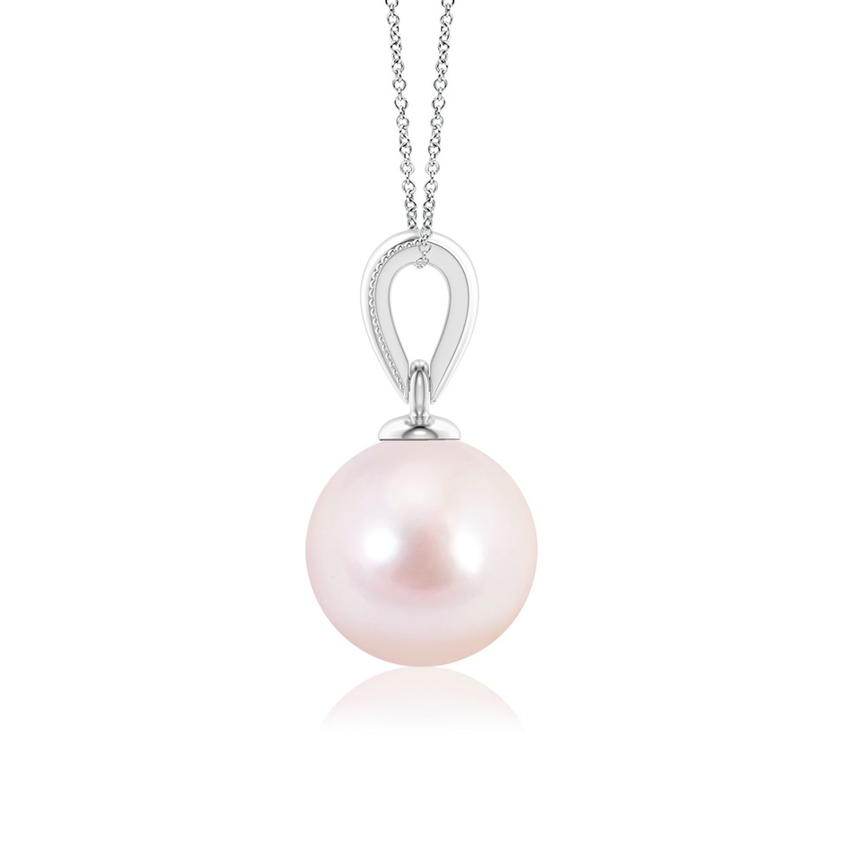 7mm AAAA Japanese Akoya Pearl Pendant with Ornate Bale in 18K White Gold side 199