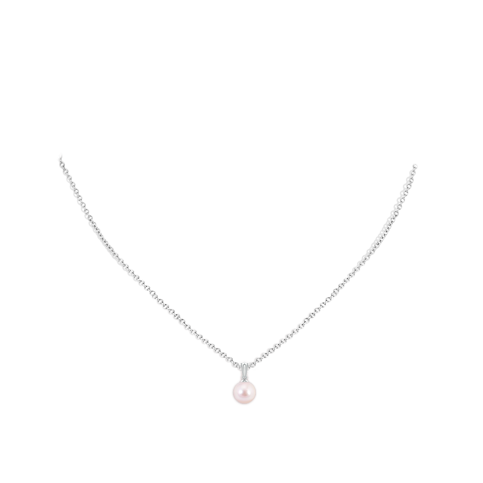 7mm AAAA Japanese Akoya Pearl Pendant with Ornate Bale in 18K White Gold pen