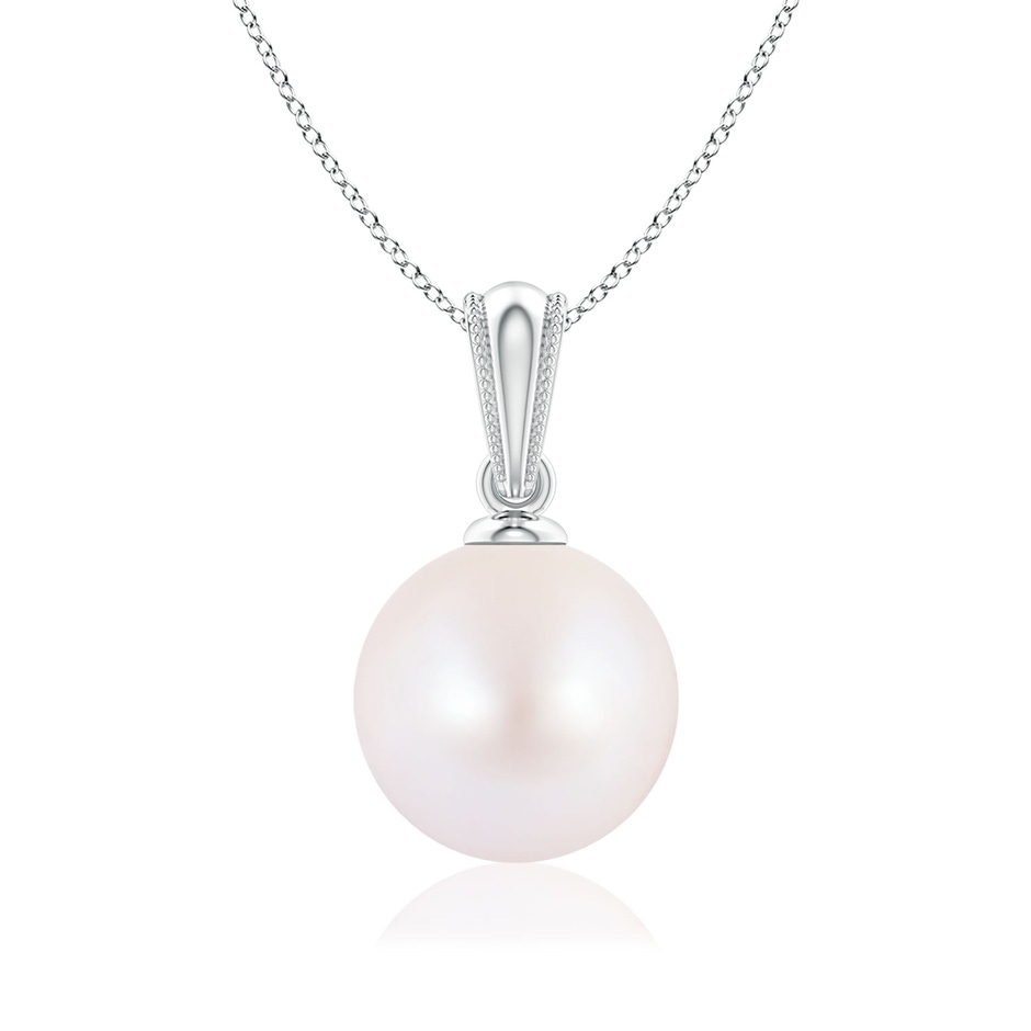 8mm AA Japanese Akoya Pearl Pendant with Ornate Bale in P950 Platinum 