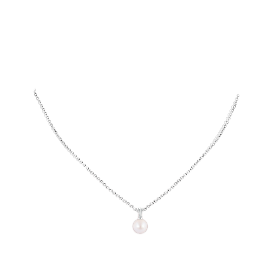 8mm AA Japanese Akoya Pearl Pendant with Ornate Bale in P950 Platinum pen