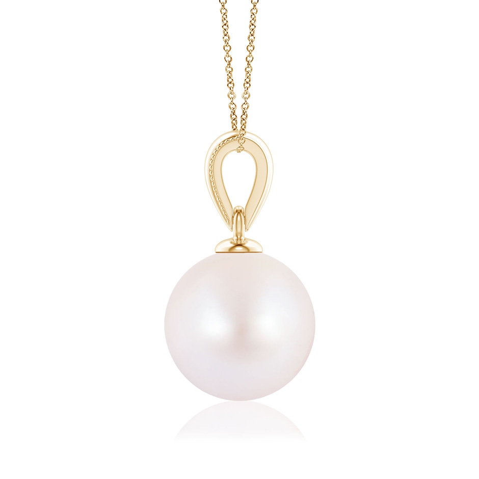 8mm AA Japanese Akoya Pearl Pendant with Ornate Bale in Yellow Gold side 199