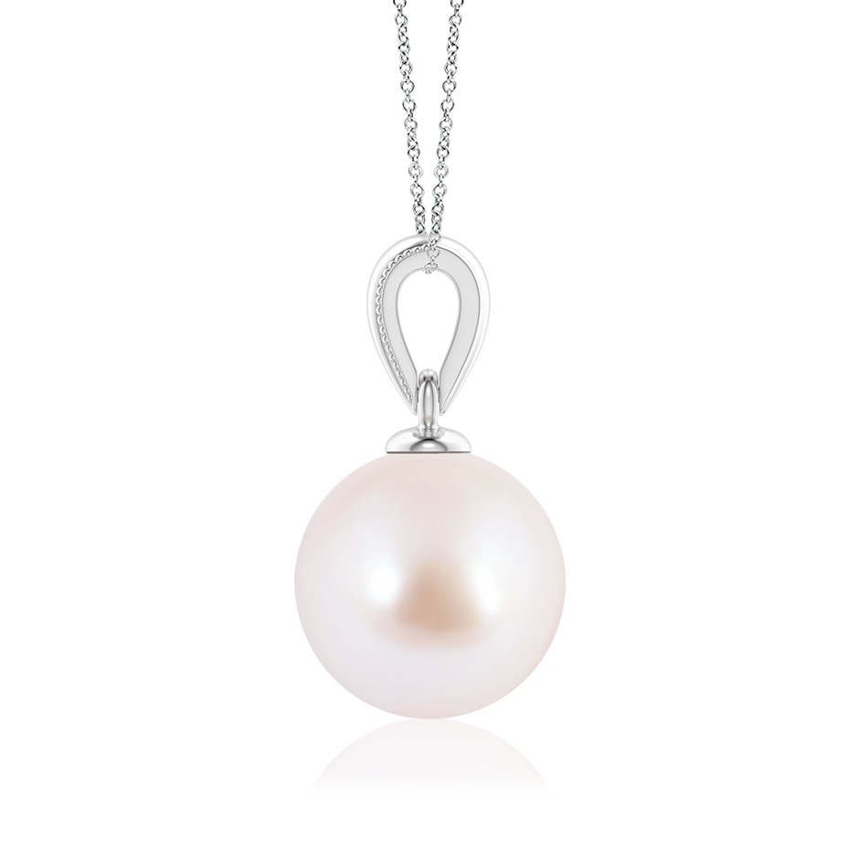 8mm AAA Japanese Akoya Pearl Pendant with Ornate Bale in 18K White Gold side 199