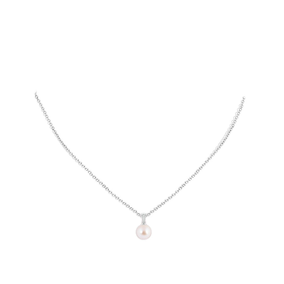 8mm AAA Japanese Akoya Pearl Pendant with Ornate Bale in 18K White Gold pen