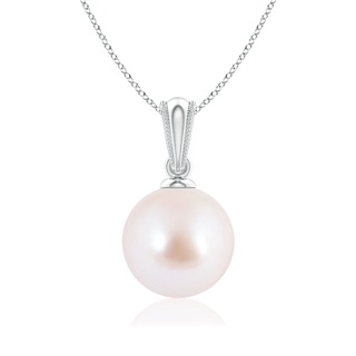 8mm AAA Japanese Akoya Pearl Pendant with Ornate Bale in White Gold