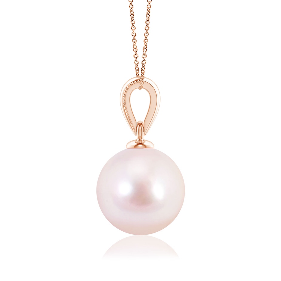 8mm AAAA Japanese Akoya Pearl Pendant with Ornate Bale in Rose Gold side 199