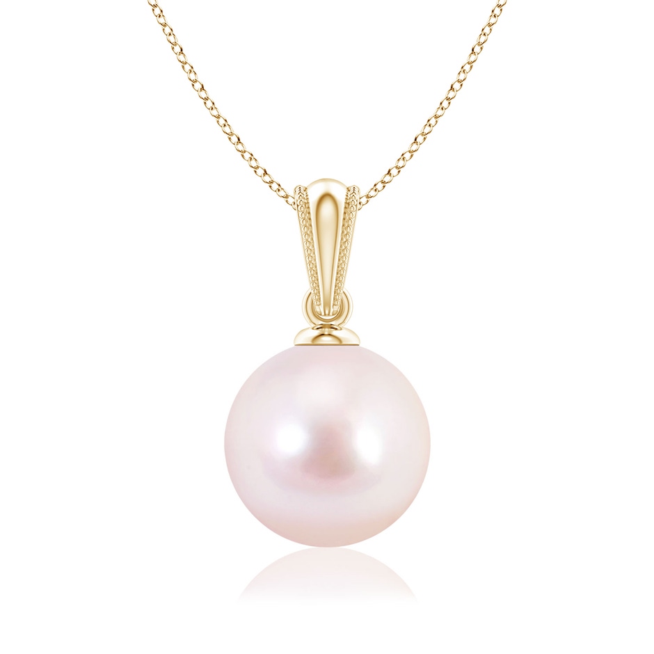 8mm AAAA Japanese Akoya Pearl Pendant with Ornate Bale in Yellow Gold 