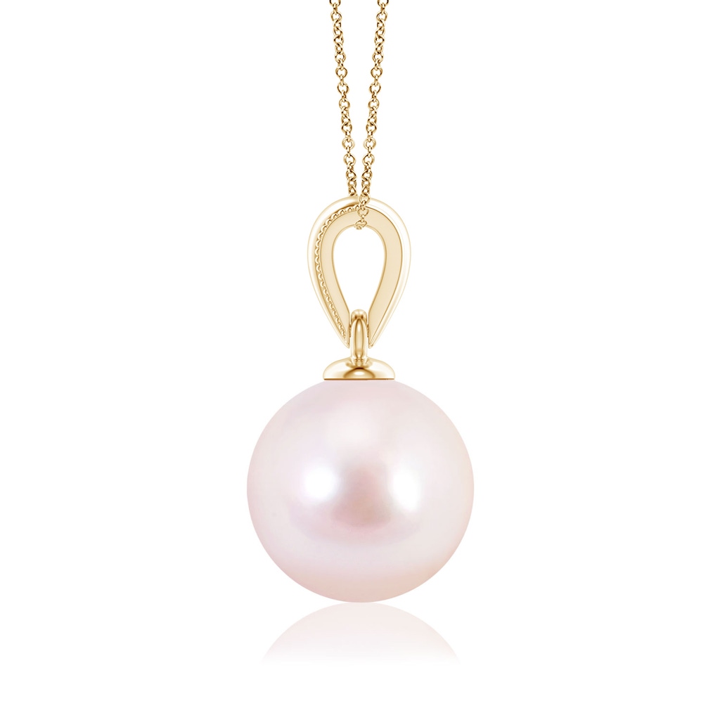 8mm AAAA Japanese Akoya Pearl Pendant with Ornate Bale in Yellow Gold - side 199