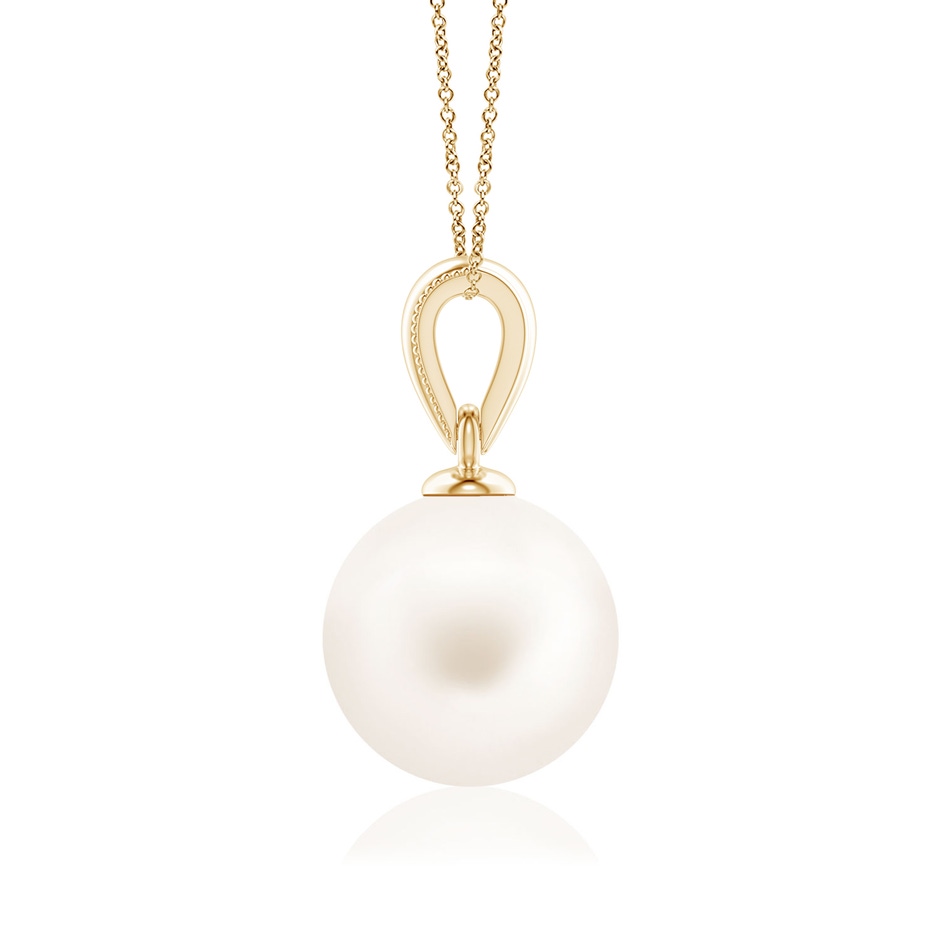 8mm AA Freshwater Pearl Pendant with Ornate Bale in 18K Yellow Gold side 199