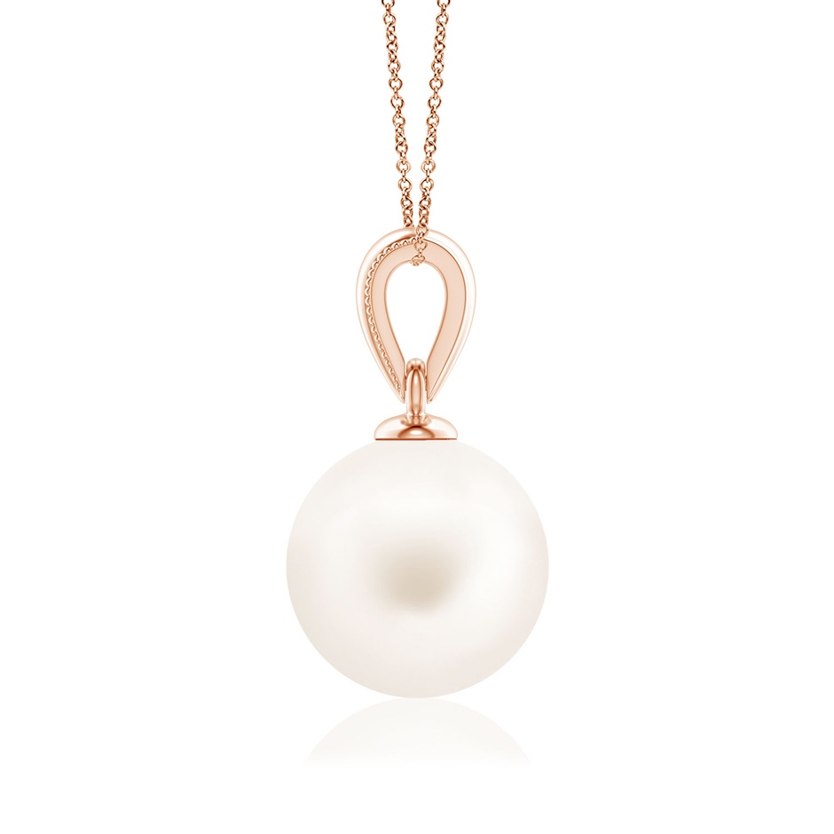 8mm AA Freshwater Pearl Pendant with Ornate Bale in Rose Gold side 199