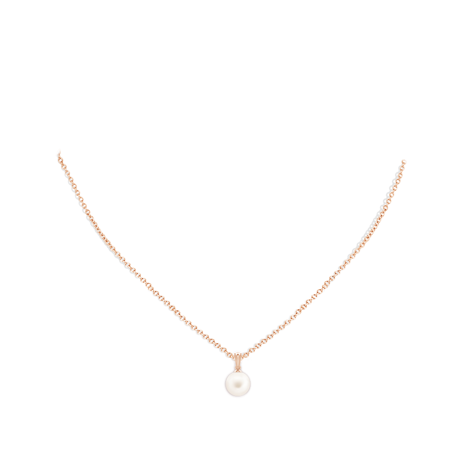 8mm AA Freshwater Pearl Pendant with Ornate Bale in Rose Gold pen