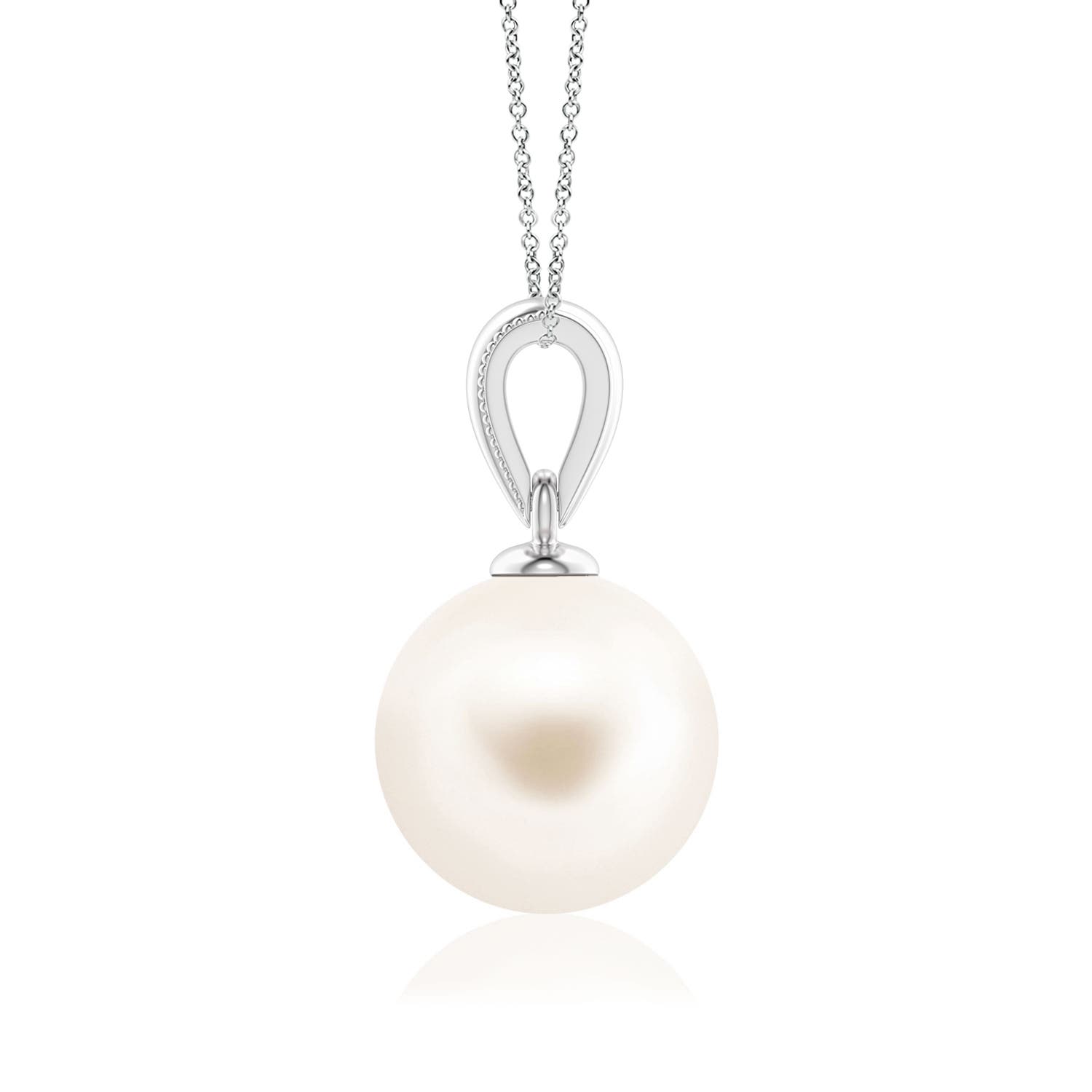 8mm AAA Freshwater Pearl Pendant with Ornate Bale in 18K White Gold