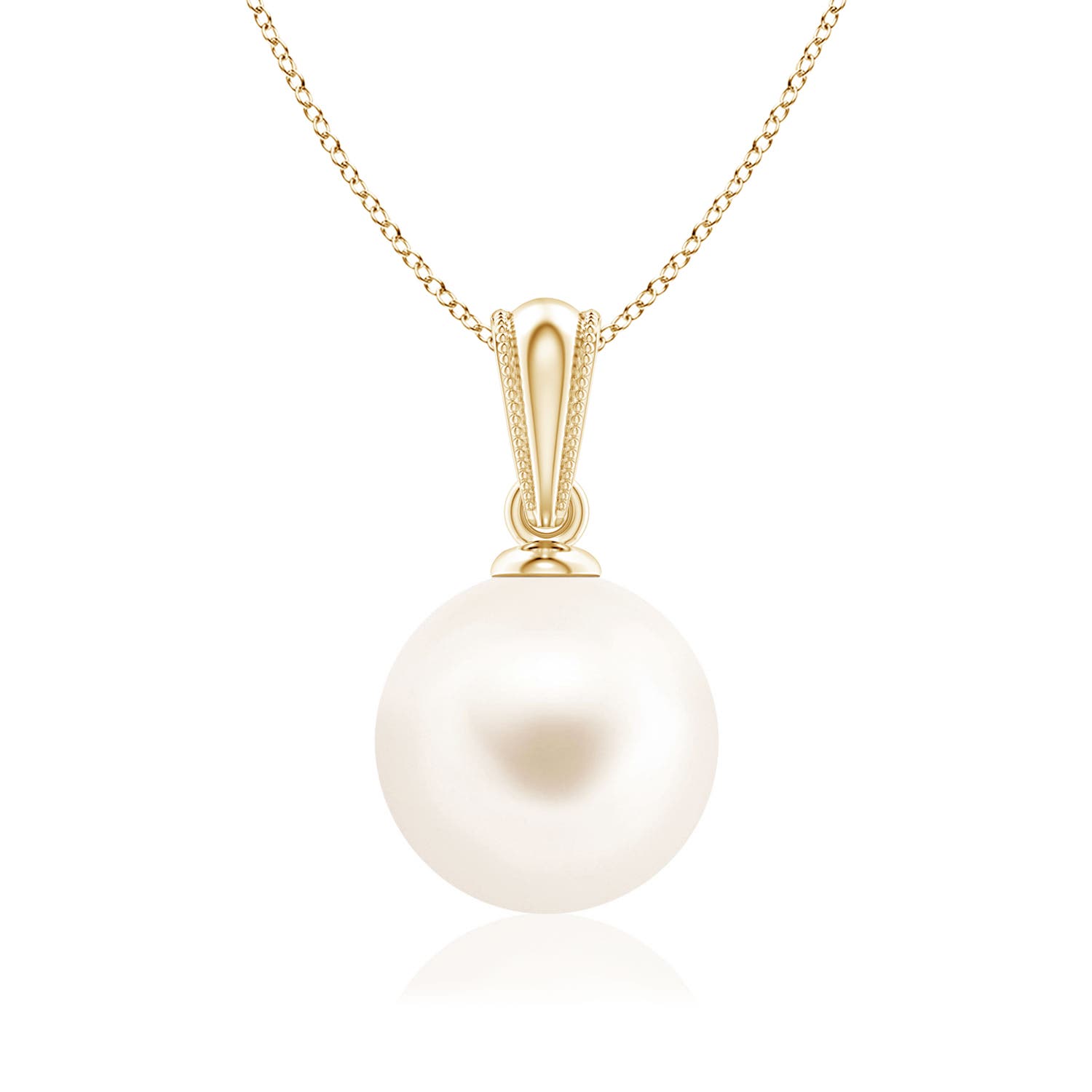 8mm AAA Freshwater Pearl Pendant with Ornate Bale in 18CT Yellow Gold