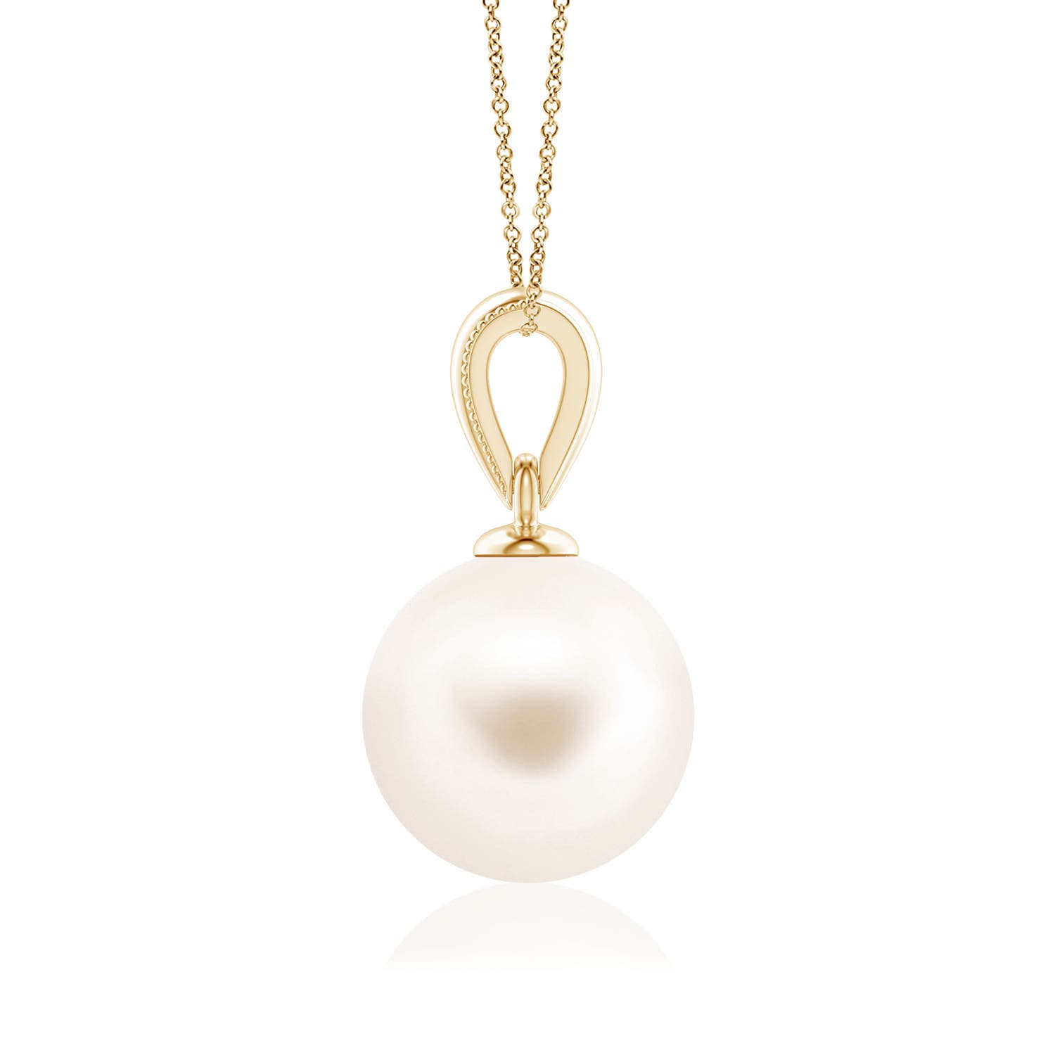 8mm AAA Freshwater Pearl Pendant with Ornate Bale in Yellow Gold