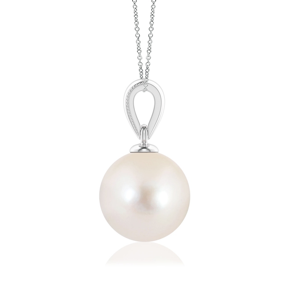 8mm AAAA Freshwater Pearl Pendant with Ornate Bale in 18K White Gold side 199
