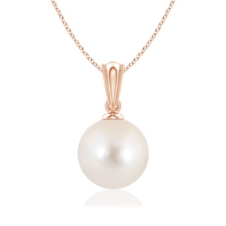 8mm AAAA Freshwater Pearl Pendant with Ornate Bale in Rose Gold