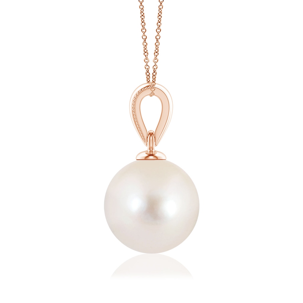 8mm AAAA Freshwater Pearl Pendant with Ornate Bale in Rose Gold - side 199