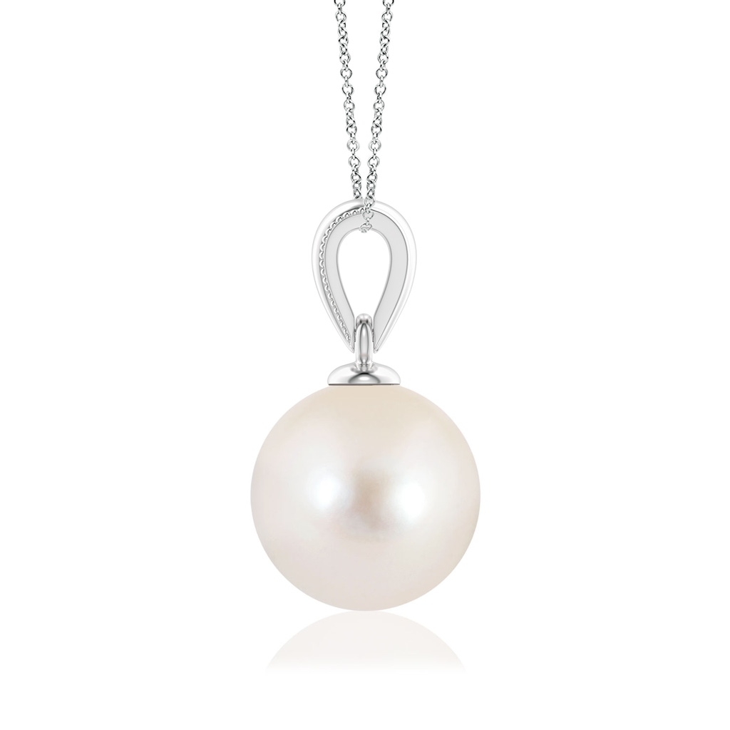 8mm AAAA Freshwater Pearl Pendant with Ornate Bale in White Gold - side 199