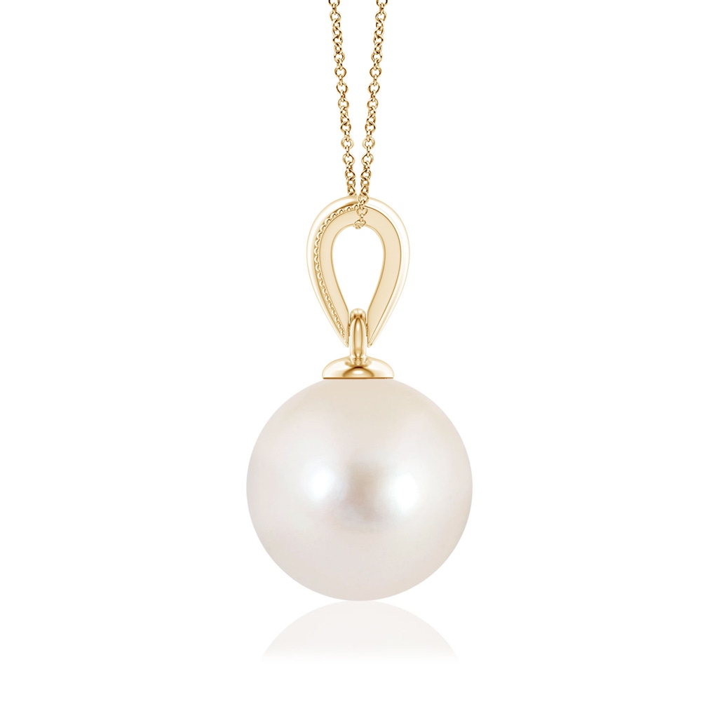 8mm AAAA Freshwater Pearl Pendant with Ornate Bale in Yellow Gold - side 199