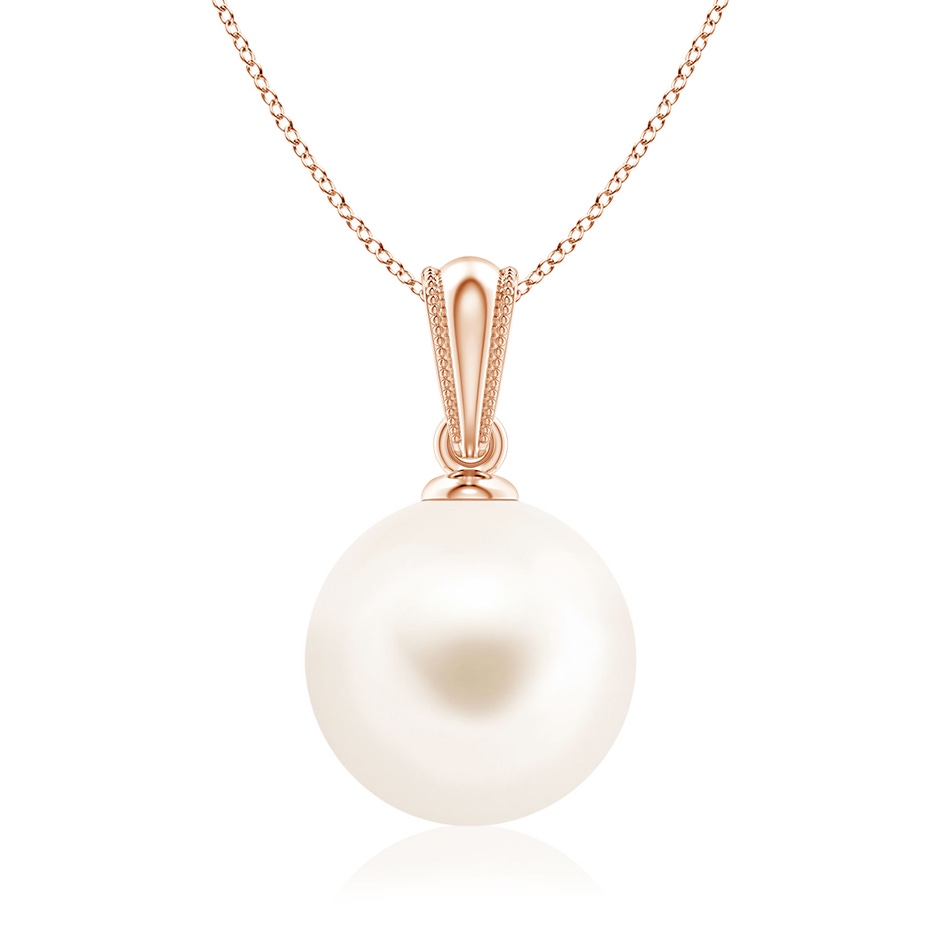9mm AAA Freshwater Pearl Pendant with Ornate Bale in 18K Rose Gold 