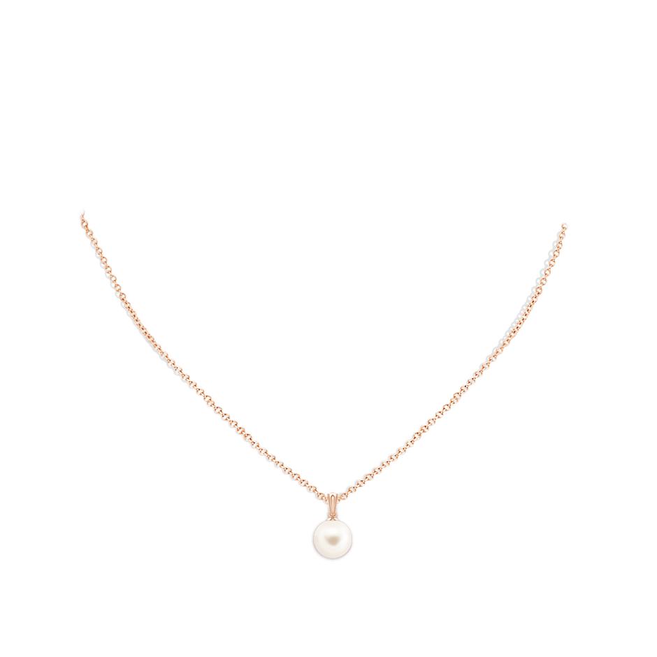 9mm AAA Freshwater Pearl Pendant with Ornate Bale in 18K Rose Gold pen