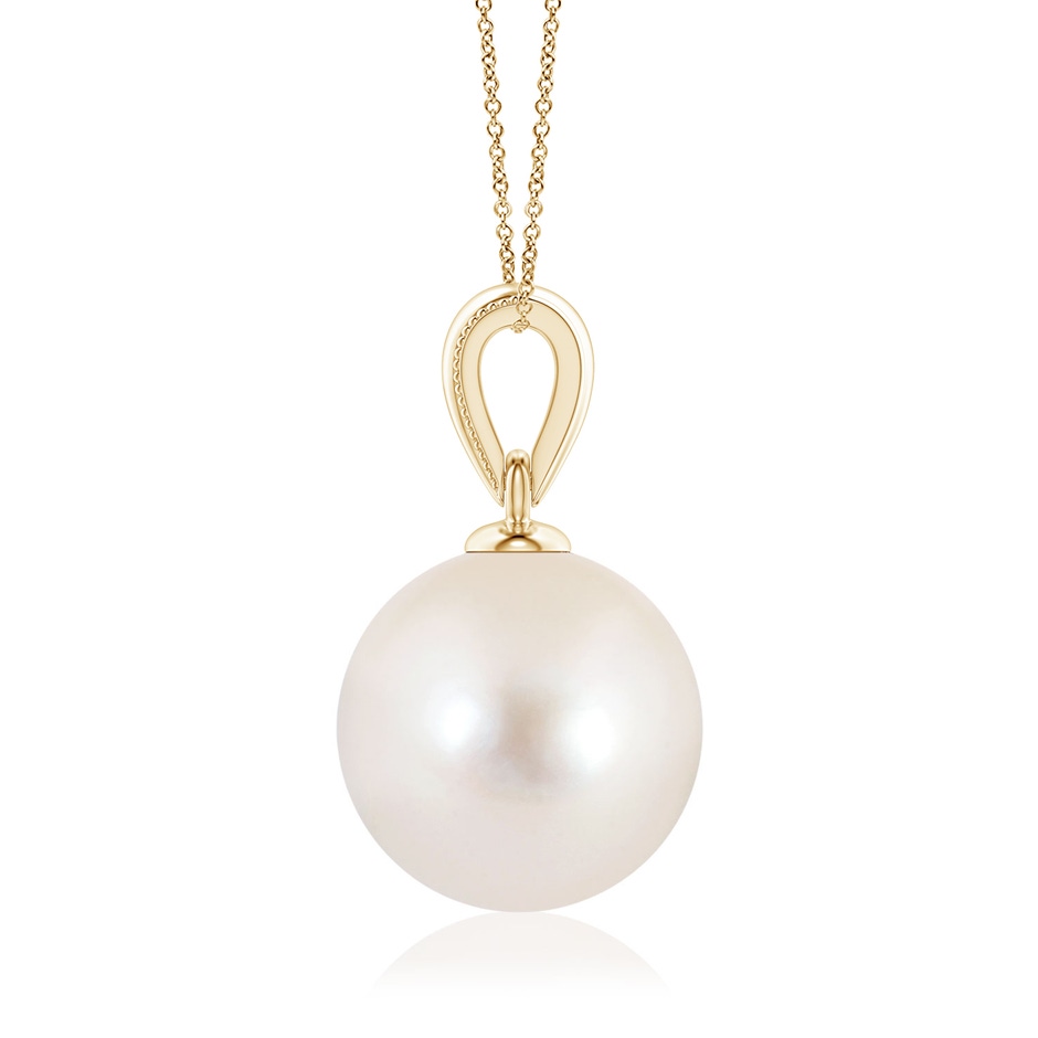 9mm AAAA Freshwater Pearl Pendant with Ornate Bale in Yellow Gold side 199