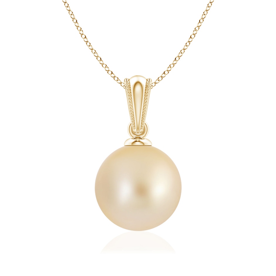 8mm AA Golden South Sea Pearl Ornate Bale Pendant in Yellow Gold 