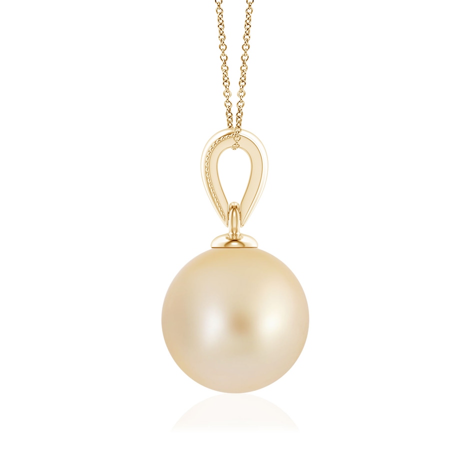8mm AA Golden South Sea Pearl Ornate Bale Pendant in Yellow Gold side 199