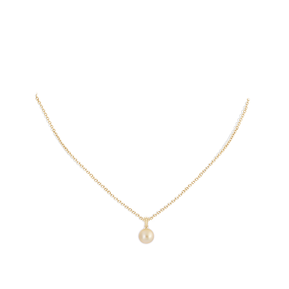 8mm AA Golden South Sea Pearl Ornate Bale Pendant in Yellow Gold pen