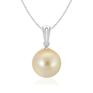 8mm AAA Golden South Sea Pearl Ornate Bale Pendant in White Gold