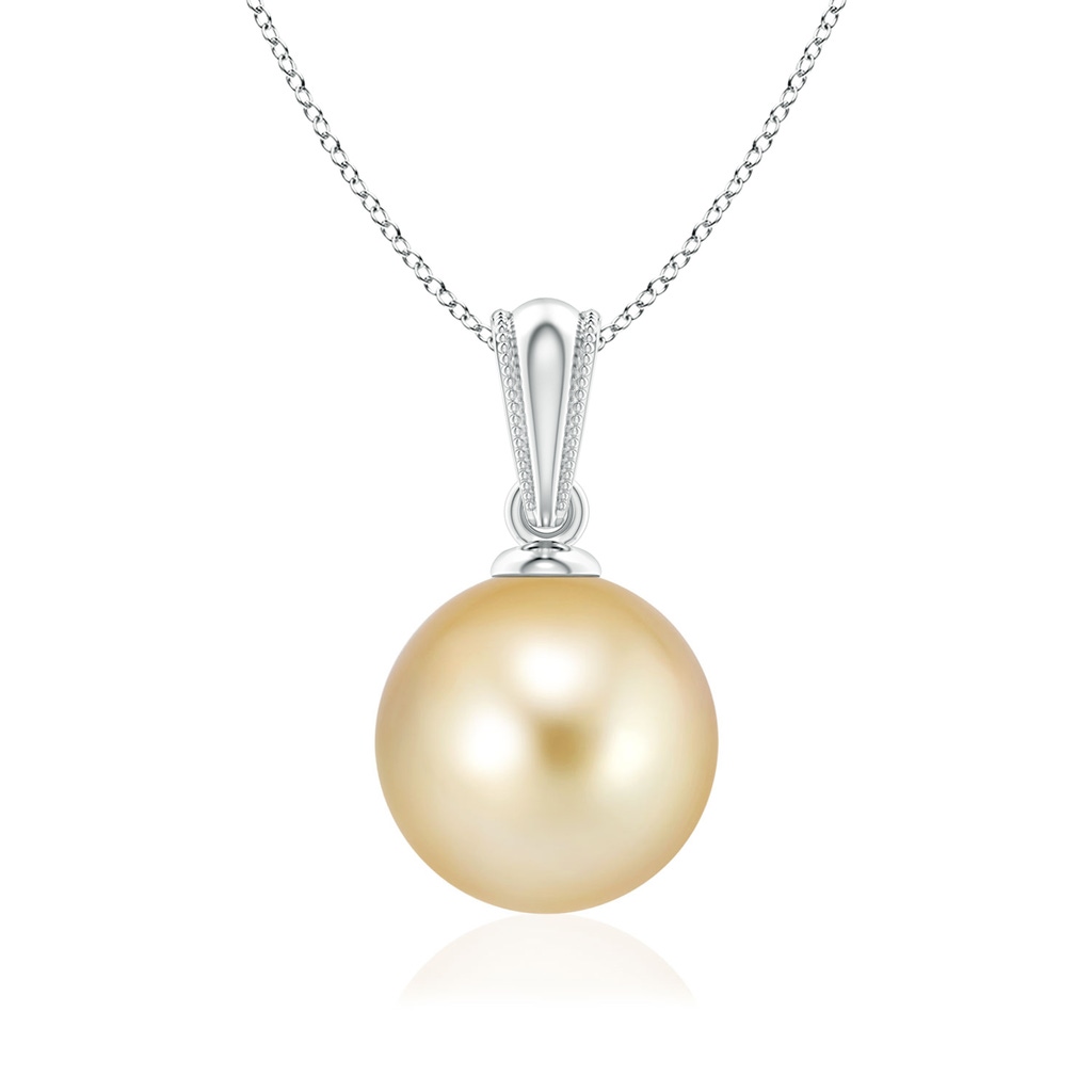 8mm AAAA Golden South Sea Pearl Ornate Bale Pendant in P950 Platinum