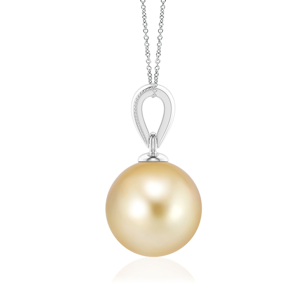 8mm AAAA Golden South Sea Pearl Ornate Bale Pendant in P950 Platinum Side 1