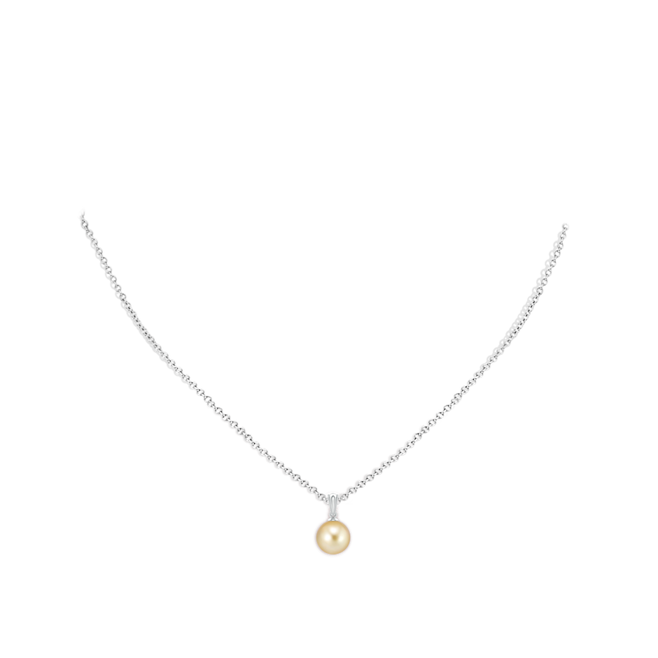 8mm AAAA Golden South Sea Pearl Ornate Bale Pendant in P950 Platinum pen