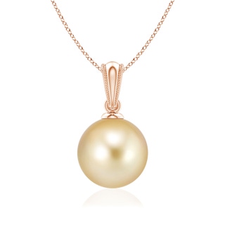 8mm AAAA Golden South Sea Pearl Ornate Bale Pendant in Rose Gold