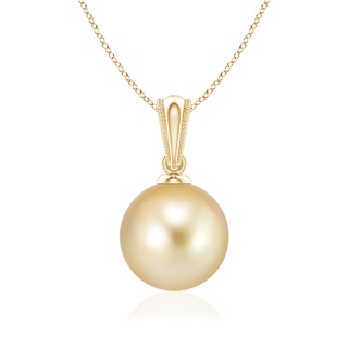8mm AAAA Golden South Sea Pearl Ornate Bale Pendant in Yellow Gold