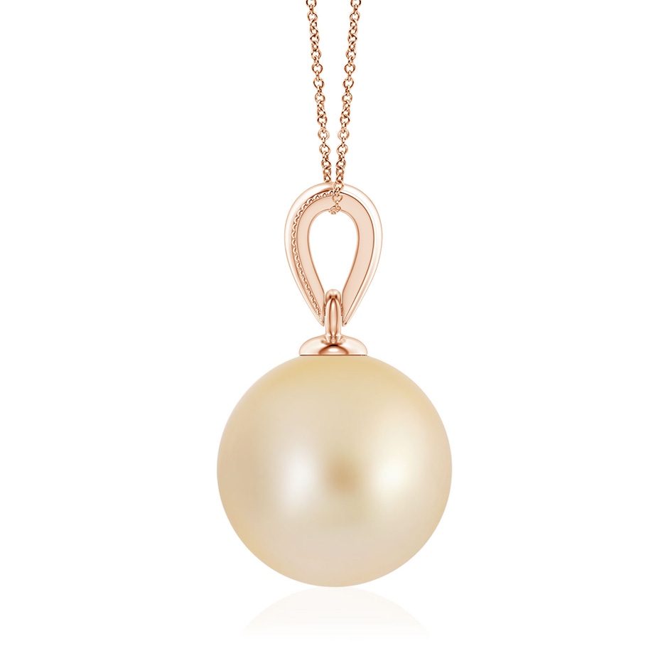 9mm AA Golden South Sea Pearl Ornate Bale Pendant in Rose Gold side 199
